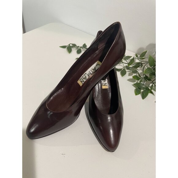 Womens Caiman Brown Leather Paisley Embossed Heels Size 38 Made In Italy - Picture 1 of 15